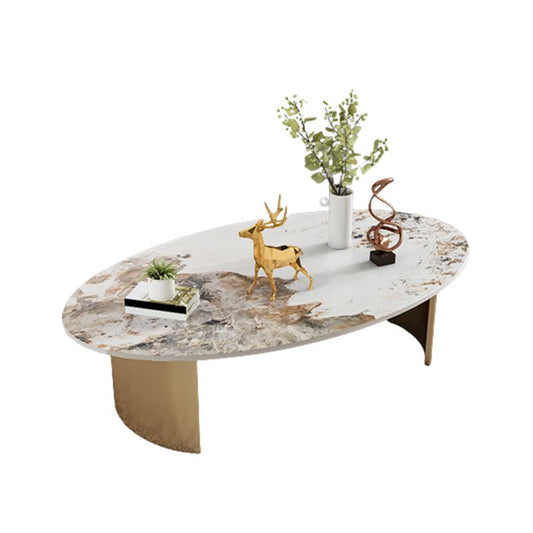 Glam Slate Coffee Cocktail Table Oval Cocktail Table for Living Room