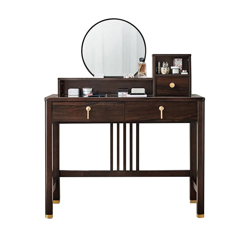 Traditional Rubberwood Bedroom Storage Box 3 Drawers Vanity Table