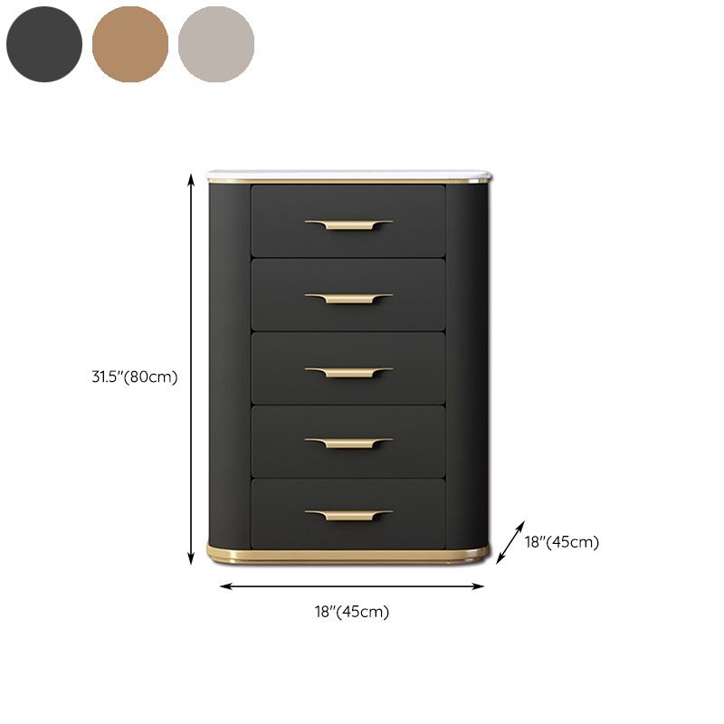 Glam Chest Bedroom Stone Vertical Storage Chest with 5 Drawers