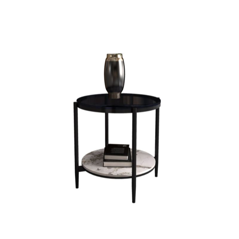 Modernistic 4 gambe rotonde a doppio livello di soggiorno tavolino