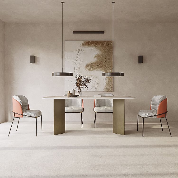 Metal Traditional Luxury Rectangle Indoor Table Sintered Stone Table for Kitchen Clearhalo ' dining_table' 'Dining Tables & Seating' 'Dining Tables' 'furn' 'furn_dining_table' 'Furniture' 'furniture_dining_table' 'Kitchen & Dining Furniture' 'kitchen&dining_furn' 'kitchen' 'kitchen_dining_table' 1200x1200_270bed7b-5160-442d-90c3-2ecbde610ae3