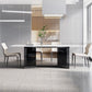 Modern Glass Base Table Rectangle Stone Top Dining Table for Kitchen