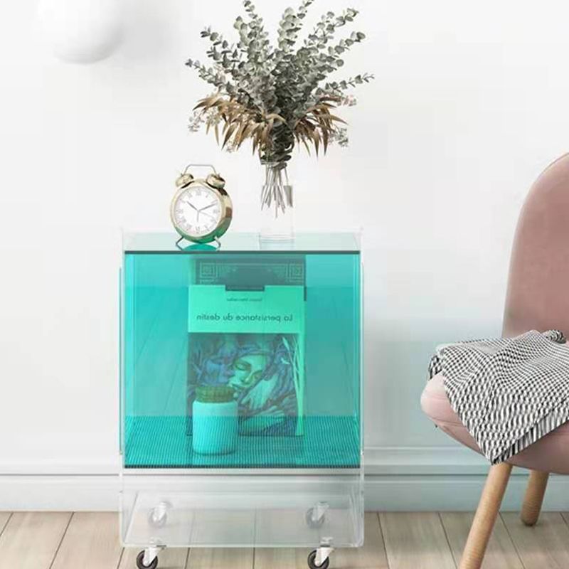 Modernism with Casters Coffee Table Acrylic 18.1'' Cocktail Table Clearhalo 'Coffee & Accent Tables' 'Coffee Tables' 'coffee_tables' 'furn' 'furn_coffee_tables' 'Furniture' 'furniture_coffee_tables' 'Living Room Furniture' 1200x1200_270dca37-beaf-4212-8449-020b0af25bee