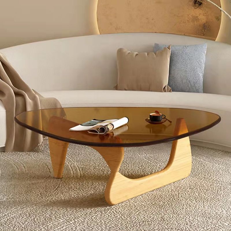 Contemporary Abstract Wooden Base Irregular Glass Top Coffee Table Clearhalo 'Coffee & Accent Tables' 'Coffee Tables' 'coffee_tables' 'furn' 'furn_coffee_tables' 'Furniture' 'Living Room Furniture' 1200x1200_270e1b0a-53f0-4736-a253-9e7fbde36b74