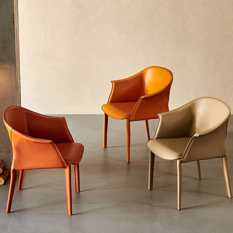 Eigentijdse stijl armstoel lederen eetkamerstoel voor thuisgebruik