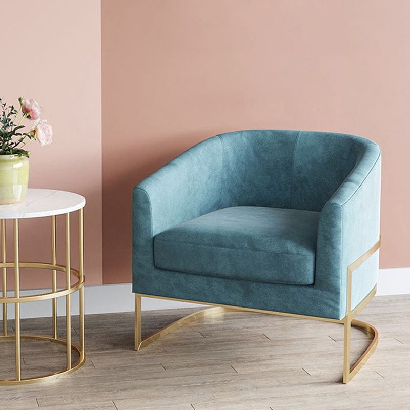 Blue Tuxedo Arm Sofa Contemporary Velvet Sofa with Metal Frame