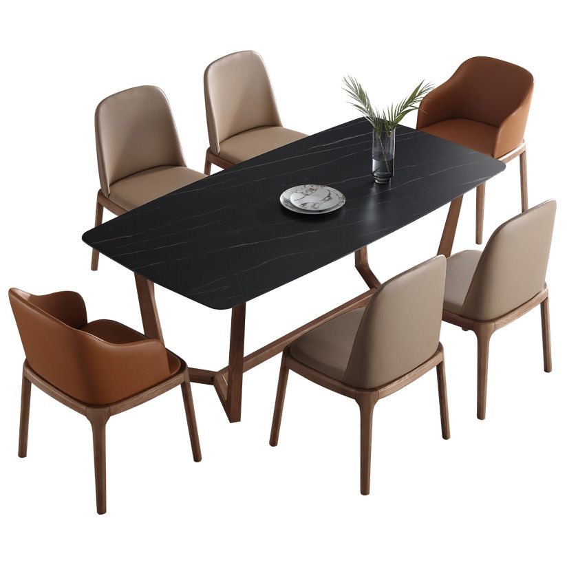 Sintered Stone Black Dining Table Simplicity Trestle Base Table for Dining Room Clearhalo ' dining_table' 'Dining Tables & Seating' 'Dining Tables' 'furn' 'furn_dining_table' 'Furniture' 'furniture_dining_table' 'Kitchen & Dining Furniture' 'kitchen&dining_furn' 'kitchen' 'kitchen_dining_table' 1200x1200_270f4248-b8e4-43eb-a38a-e4e2b956ffed