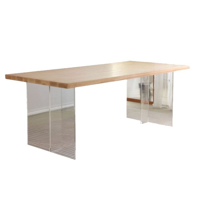 Rechthoekige eettafel met acrylbasis, moderne houten tafel voor de keuken