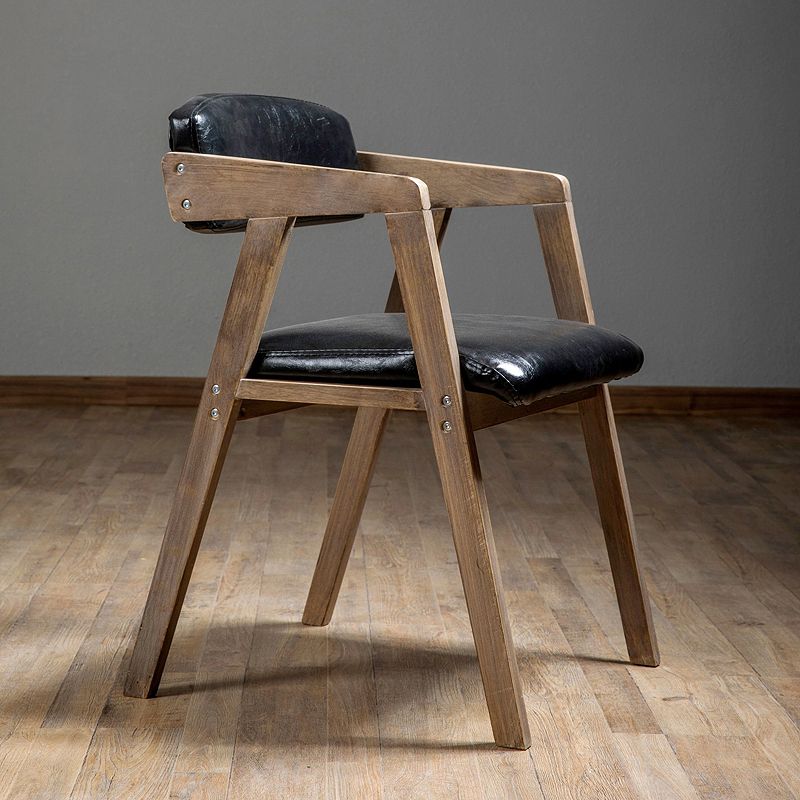 PU Leather Upholstered Dining Arm Chair Open Back Armchair with Wood Legs Clearhalo ' kitchen&dining_furn' 'Dining Chairs' 'Dining Tables & Seating' 'dining_chair' 'furn' 'furn_dining_chair' 'Furniture' 'furniture_dining_chair' 'Kitchen & Dining Furniture' 'kitchen' 1200x1200_27114d85-578f-41b0-acac-95e183f72395