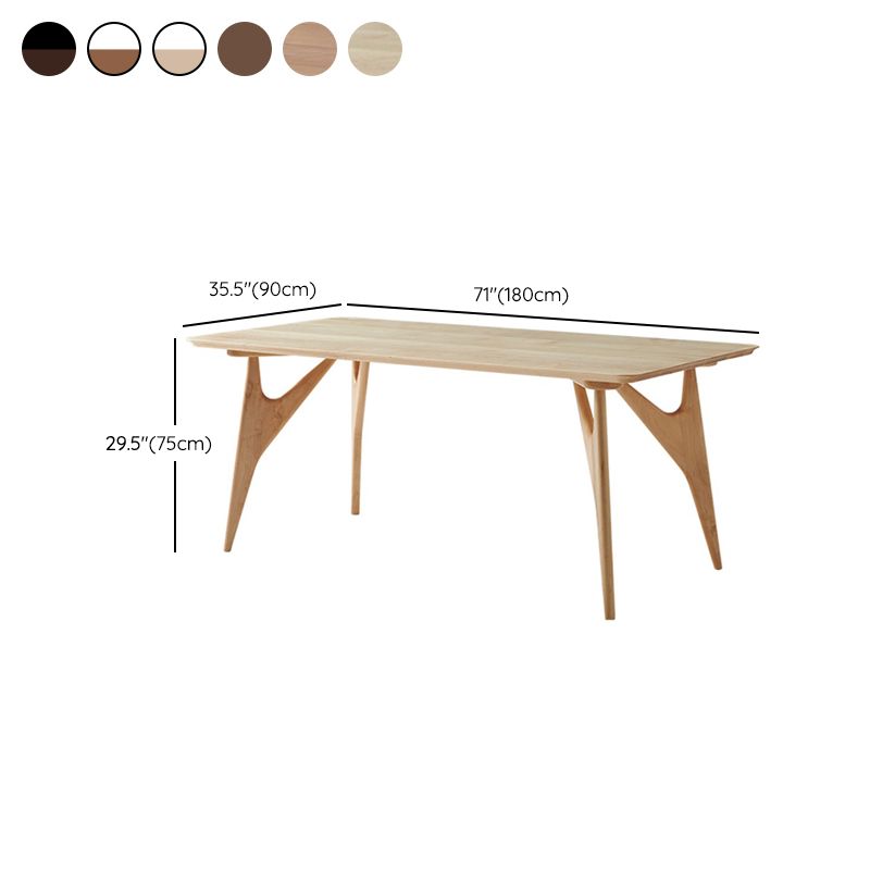 Table à manger rectangulaire avec cadre en bois massif et 4 pieds