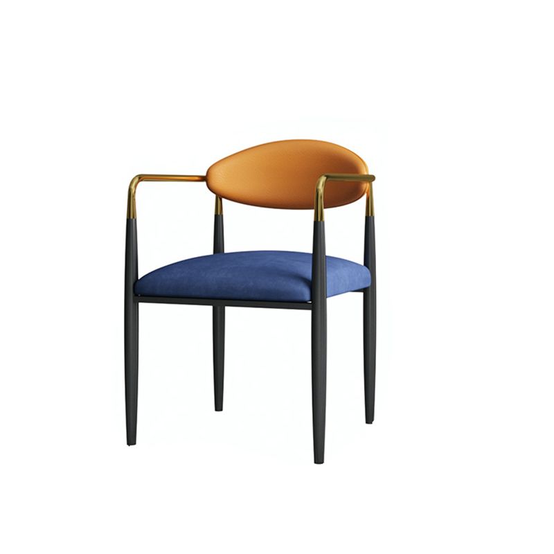 Glam -arm stoel metalen benen open achterste eetkamerstoel voor thuisgebruik