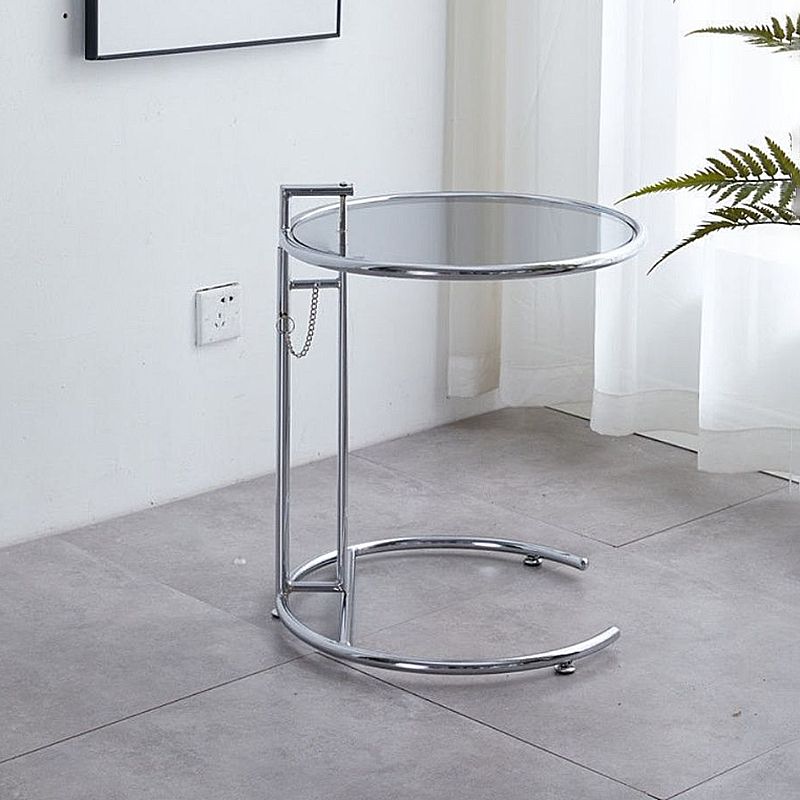 Lift-top Coffee Table Glass with Round Top and Stainless Steel Base Clearhalo 'Coffee & Accent Tables' 'Coffee Tables' 'coffee_tables' 'furn' 'furn_coffee_tables' 'Furniture' 'Living Room Furniture' 1200x1200_27180532-6a88-49aa-b9f6-a538f9fc234f