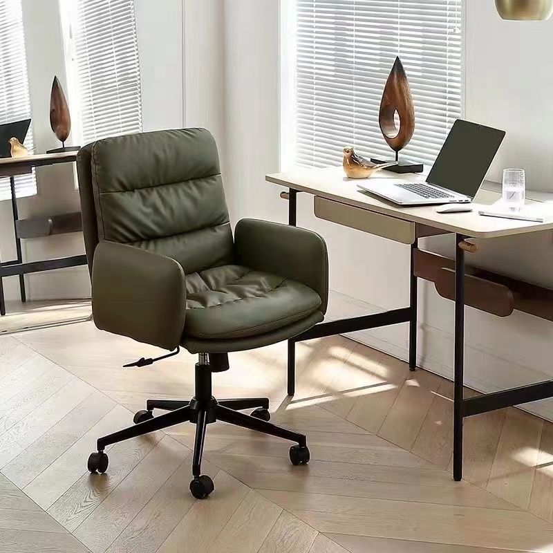Moderne bureaustoel Zwart Nylon Frame Swivel Computer Desk stoel met gewatteerde armen