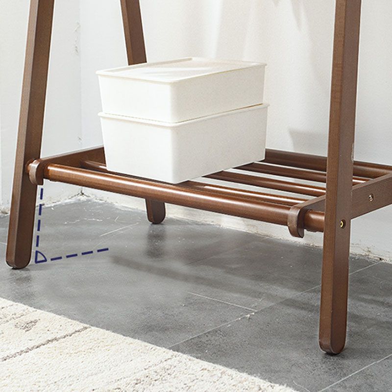 Rack de manteau de style moderne en bois massif en bois de manteau autoportant avec étagère
