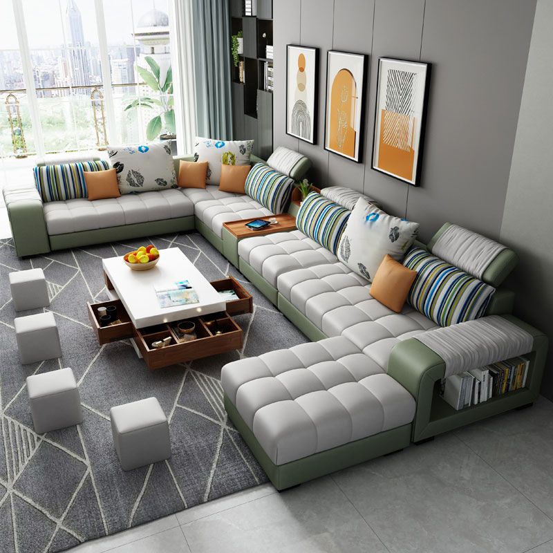 Modern Pillowed Back Cushions Sofa Tufted Sectionalwith Storage for Living Room Clearhalo 'furn' 'furn_sectionals' 'Furniture' 'furniture_sectionals' 'kitchen' 'kitchen_sectionals' 'Living Room Furniture' 'Sectionals' 1200x1200_271a2e30-d986-4c02-89e0-d34cc70e6d39