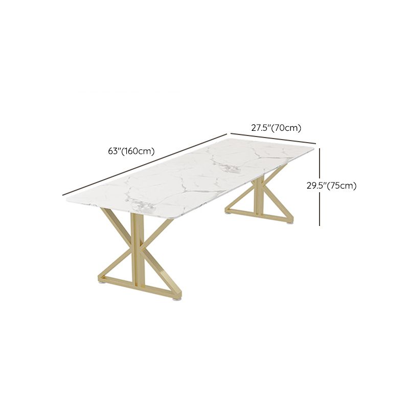 Mesa de comedor de estilo moderno de metal Mesa superior de piedra sinterizada para comedor