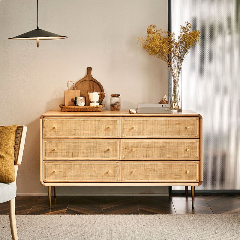 Solid Wood Buffet Table Modern Style Side Board with Drawers Clearhalo 'buffet_sideboard' 'Buffets & Sideboards' 'furn' 'furn_buffet_sideboard' 'Furniture' 'Kitchen & Dining Furniture' 1200x1200_271bd2af-e6d6-4ac5-b044-2c03e2ce4526