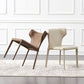 Zeitgenössischer Leder -Essstuhl Wingback -Seitenmöbel im matten Finish für Zuhause