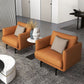 Modern Style Square Armrest Sponge Seat Filled with Leather & Leather Orange Sofa Clearhalo 'furn' 'furn_sofas' 'Furniture' 'furniture_sofas' 'kitchen' 'kitchen_sofas' 'Living Room Furniture' 'Sofa' 'sofas' 1200x1200_271f99c1-0ae5-4e99-a78f-0364b0c7eba3