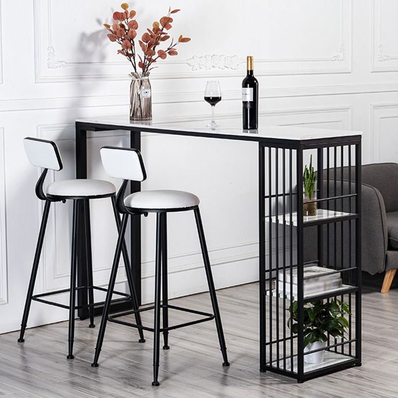 Glam White Marble Table with Rectangle Table Top Double Pedestal Table - 42" H Clearhalo 'Bar Furniture' 'Bar Tables' 'bar_tables' 'furn' 'furn_bar_tables' 'Furniture' 'furniture_bar_tables' 'Kitchen & Dining Furniture' 1200x1200_27209554-04af-43b8-8b38-fb04393c0121