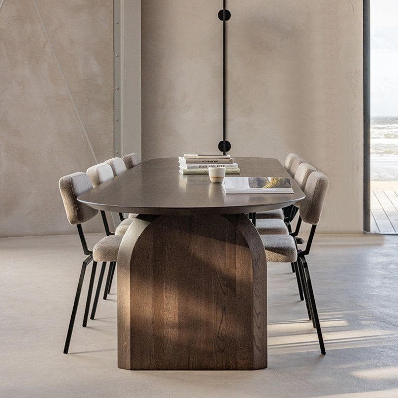 Modern Style Wooden Office Desk Oval Shape Conference Table with 2 Legs for Office Clearhalo 'furn' 'furn_office_desk' 'Furniture' 'Office Desks' 'Office Furniture' 'office_desk' 1200x1200_27214aaf-1ba4-4883-9ed5-cd6765f8ef05