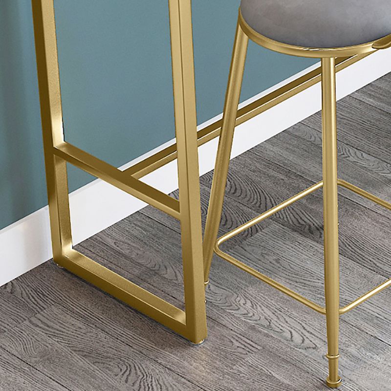 Glam Rectangle Faux Marble Pub Bar Table Iron Bar Dining Table with Trestle Pedestal Clearhalo 'Bar Furniture' 'Bar Tables' 'bar_tables' 'furn' 'furn_bar_tables' 'Furniture' 'furniture_bar_tables' 'Kitchen & Dining Furniture' 'kitchen&dining_furn' 'kitchen' 1200x1200_2722b612-ac4f-4aa9-bafc-6f9c8b129b5e