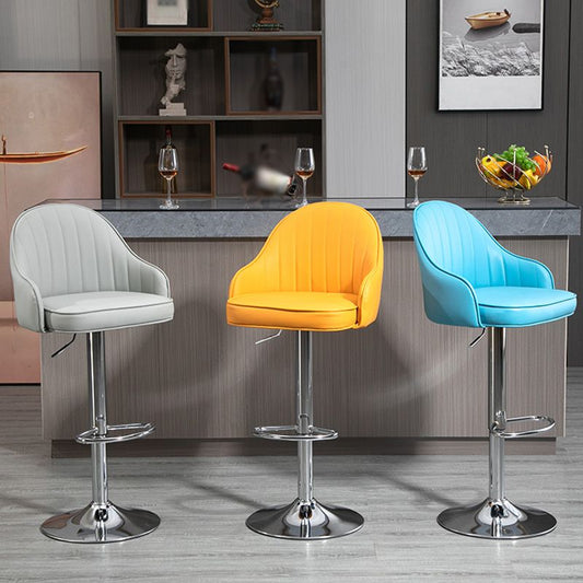 Industrial Style Bar-stool with Metal Pedestal Leather Seat for Kitchen Bar Clearhalo 'Bar Furniture' 'Bar Stools' 'bar_stools' 'furn' 'furn_bar_stools' 'furniture_bar_stools' 'Kitchen & Dining Furniture' 'kitchen&dining_furn' 'kitchen' 'kitchen_furn' Furniture' 1200x1200_27239cbe-d0ac-4759-8659-12e0ce48b3ff