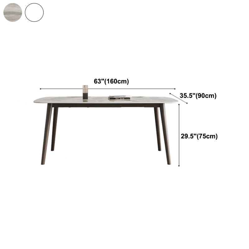 Mid-Century Modern Dining Table Rectangle Stone Top 4 Legs Dining Site Table Clearhalo 'Dining Tables & Seating' 'Dining Tables' 'dining_table' 'furn' 'furn_dining_table' 'Furniture' 'furniture_dining_table' 'Kitchen & Dining Furniture' 'kitchen' 'kitchen_dining_table' 1200x1200_2724e935-5237-4527-88e2-874b6d56b4ba