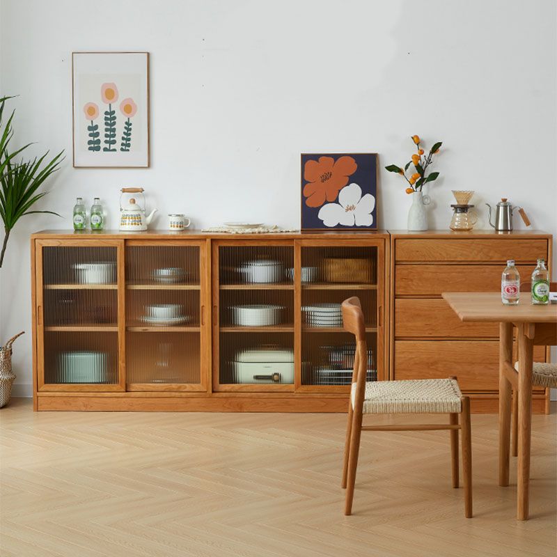 Moderne dressoir kersenglazen deuren dressoirbuffet met deuren voor eetkamer