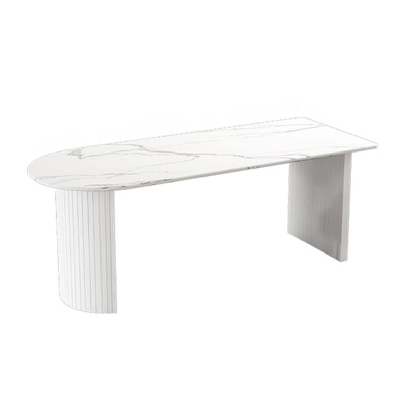 Stone Double Pedestal Dining Table Simplicity Style Dining Room Table for Home Clearhalo ' dining_table' 'Dining Tables & Seating' 'Dining Tables' 'furn' 'furn_dining_table' 'Furniture' 'furniture_dining_table' 'Kitchen & Dining Furniture' 'kitchen&dining_furn' 'kitchen' 'kitchen_dining_table' 1200x1200_2726f0b1-3558-41d3-b008-67bc33aa579c