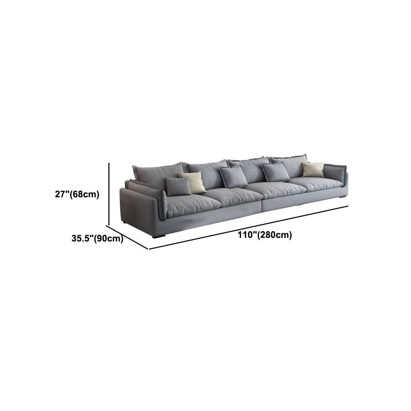 Nordic Loose Back Linen Sofa & Chaise Square Arm Cushions Sofa