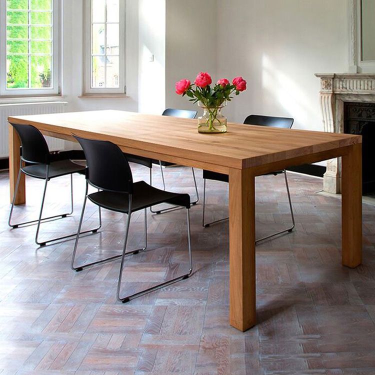 Modern Solid Wood Khaki Dining Table Rectangle Kitchen Dining Table with 4 Legs Base Clearhalo ' dining_table' 'Dining Tables & Seating' 'Dining Tables' 'furn' 'furn_dining_table' 'Furniture' 'furniture_dining_table' 'Kitchen & Dining Furniture' 'kitchen&dining_furn' 'kitchen' 'kitchen_dining_table' 1200x1200_272791a3-1b4b-4709-a5a1-a9724690c3c4