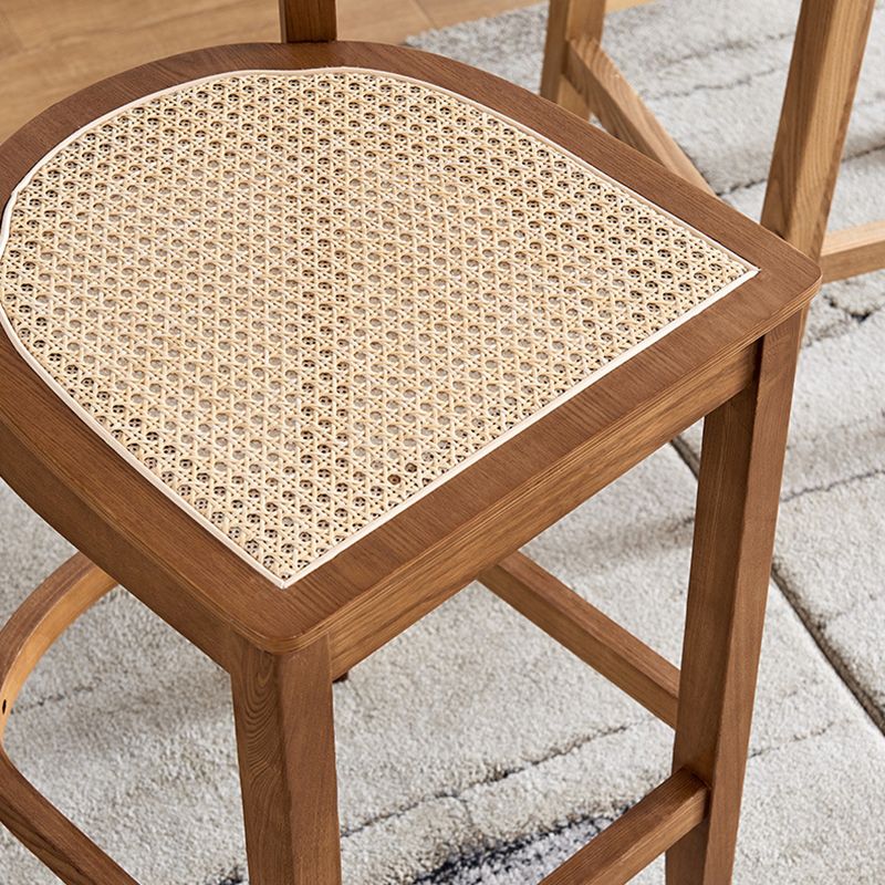 Taburete de bar de madera maciza para sala de estar, taburete de bar contemporáneo de ratán