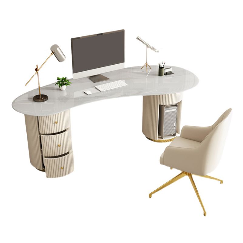 Bureau de bureau en pierre moderne de 29,53 pouces de haut de 3 tirages