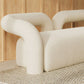 27.56" High Wool Sofa Modern Simple Tuxedo Arm Sofa in White