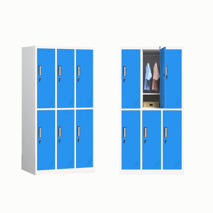 Contemporary Wardrobe 6-Door Metal Wardrobe Closet, 35.43" D x 16.53" W x 70.87" H