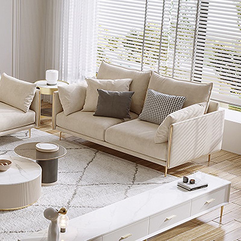 Living Room Velvet Settee Pillow Top Arm Standard Sofa with Cushion Back Clearhalo 'furn' 'furn_sofas' 'Furniture' 'furniture_sofas' 'Living Room Furniture' 'Sofa' 'sofas' 1200x1200_272fa749-d113-43c8-b893-25610ca1e93a