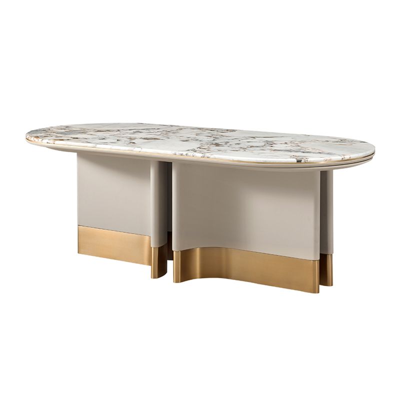 1/5ピースモダンな楕円形の石の停止白いダイニングセット