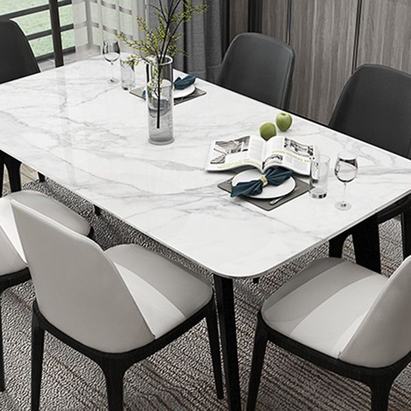 Mesa de comedor de tono blanco de mármol Simplicidad de 4 patas para comedor para comedor