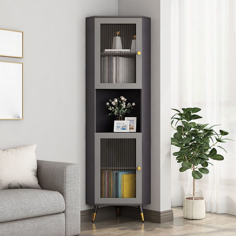 Corner Wood Accent Cabinet with 2 Doors in White/Grey Cabinet Clearhalo 'Cabinets & Chests' 'cabinets_chests' 'furn' 'furn_cabinets_chests' 'Furniture' 'Living Room Furniture' 1200x1200_27360e5f-2c0e-446f-bdea-7af1fa25a7dc