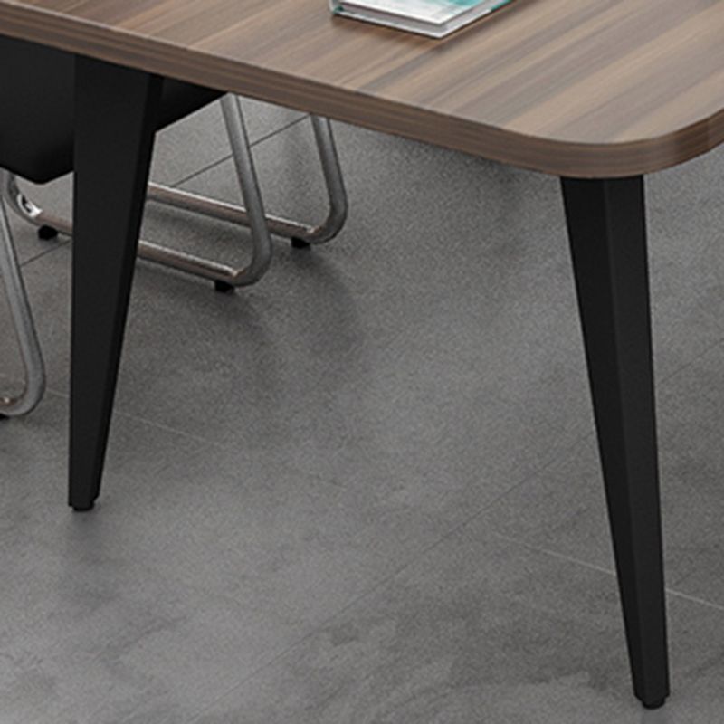 Madera de mesa de escritura de oficina rectangular con 4 patas en marrón