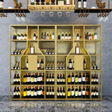 Metal Floor Wine Bottle Rack Glam Wine Bottle Holder with Shelf Clearhalo 'furn' 'furn_wine_racks' 'Furniture' 'Kitchen & Dining Furniture' 'Wine Racks' 'wine_racks' 1200x1200_2737dc89-cffa-4ae1-a5a9-6c890dbcb8a7