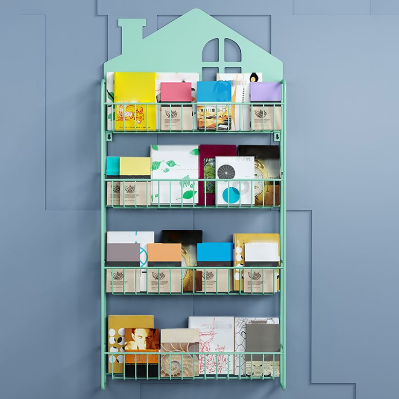 Contemporary Metal Bookcase Wall Mounted Closed Back Bookshelf for Home Office