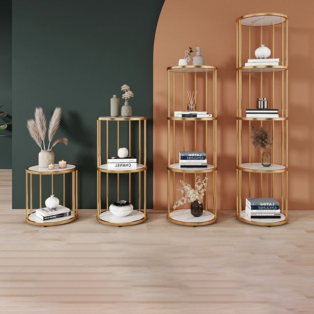 Urban Vertical Corner Bookshelf Iron Frame White Manufactured Wood Shelf Bookcase Clearhalo 'Bookcases' 'furn' 'furn_bookcases' 'Furniture' 'furniture_bookcases' 'Office Furniture' 1200x1200_273af39e-ee99-4ff9-88fc-7e9f815903c7