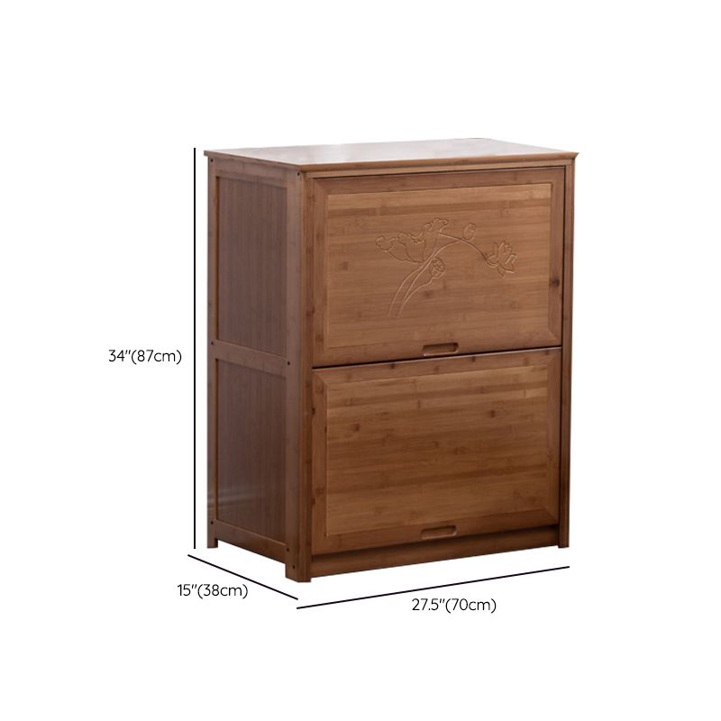 Mid Century Modern Brown Accent Cabinet with Doors in Solid Wood Rectangle Cabinet