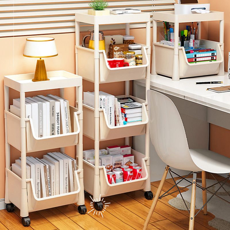 Urban Closed Back Shelf Bookcase Plastic/Acrylic Bookshelf with Caster Clearhalo 'Bookcases' 'furn' 'furn_bookcases' 'Furniture' 'Office Furniture' 1200x1200_274041b0-5947-4fa6-b78a-c44fe3b3de49