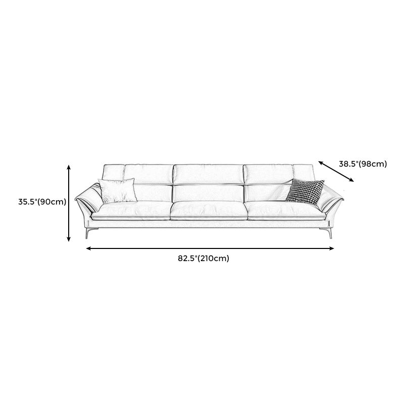 Contemporary Tan Leather Sectional Pillow Top Arm Sofa and Chaise for Living Room Clearhalo 'furn' 'furn_sectionals' 'Furniture' 'furniture_sectionals' 'kitchen' 'kitchen_sectionals' 'Living Room Furniture' 'Sectionals' 1200x1200_2743a64e-e964-41ac-8161-195d6ab6f594