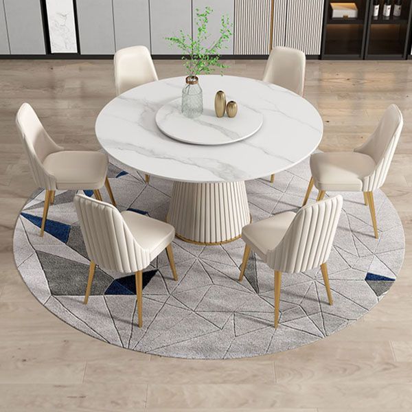 Modern Dinning Table with White Marble Round Dining Table for Kitchen Clearhalo 'Dining Tables & Seating' 'Dining Tables' 'dining_table' 'furn' 'furn_dining_table' 'Furniture' 'Kitchen & Dining Furniture' 1200x1200_27463780-2049-4108-9285-7fa954698462