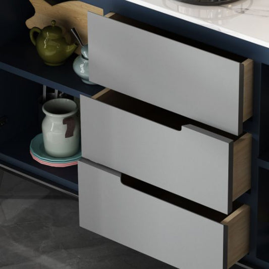 Credenza moderne moderne mobili in legno ingegnerizzati a 3 cassetti con piano di lavoro in pietra
