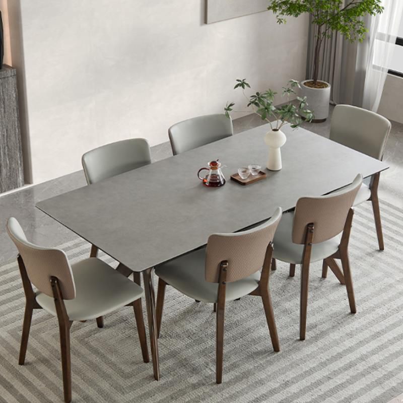 Eigentijdse stijl 1/4/5/7 stukken eetstoelen met rechthoekige stenen meubels in grijs